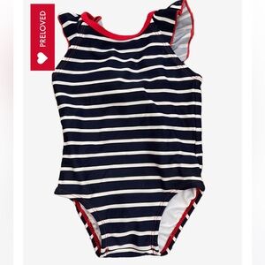 Hanna Anderson Navy and White Striped Swimsuit